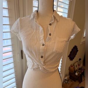 Free People Cropped White Button-Up Women’s Top